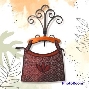 Vintage Handmade Wooden Handle Purse